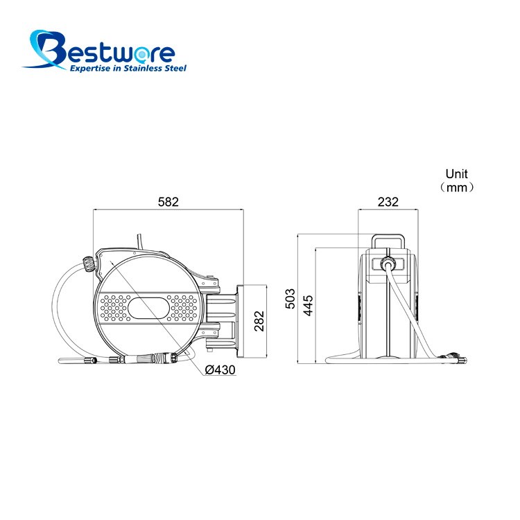 Enclosed Hose Reel with Dual-function Water Gun - Wall Mount