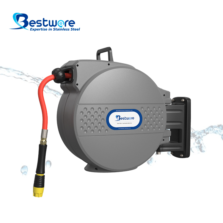 Enclosed Hose Reel with Dual-function Water Gun - Wall Mount