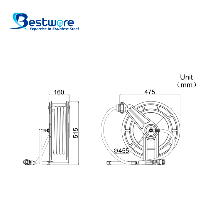 Open Hose Reel with Dual-function Water Gun - Wall Mount