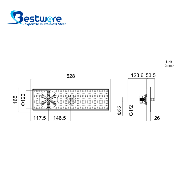 Stainless Steel Bar Glass Rinser - Deck Mount