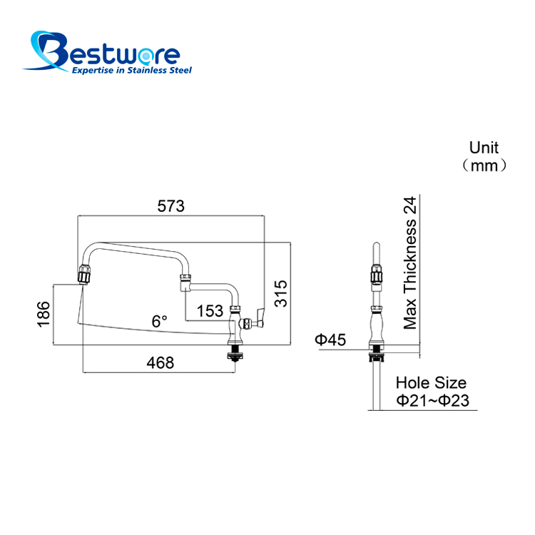 American Style High-grade Stainless Steel Single Cold Manual Faucet - Single Hole Deck Mount