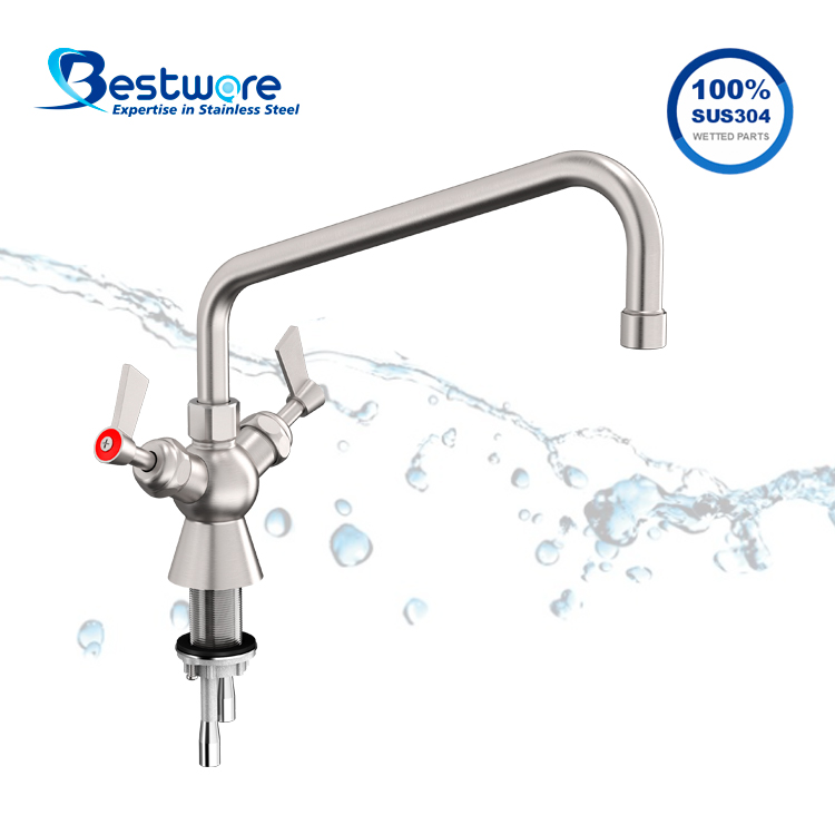 American Style High-grade Stainless Steel Hot and Cold Manual Faucet - Single Hole Deck Mount