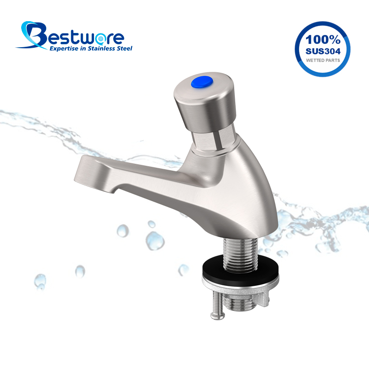 Stainless Steel Metering Faucet - Deck Mount