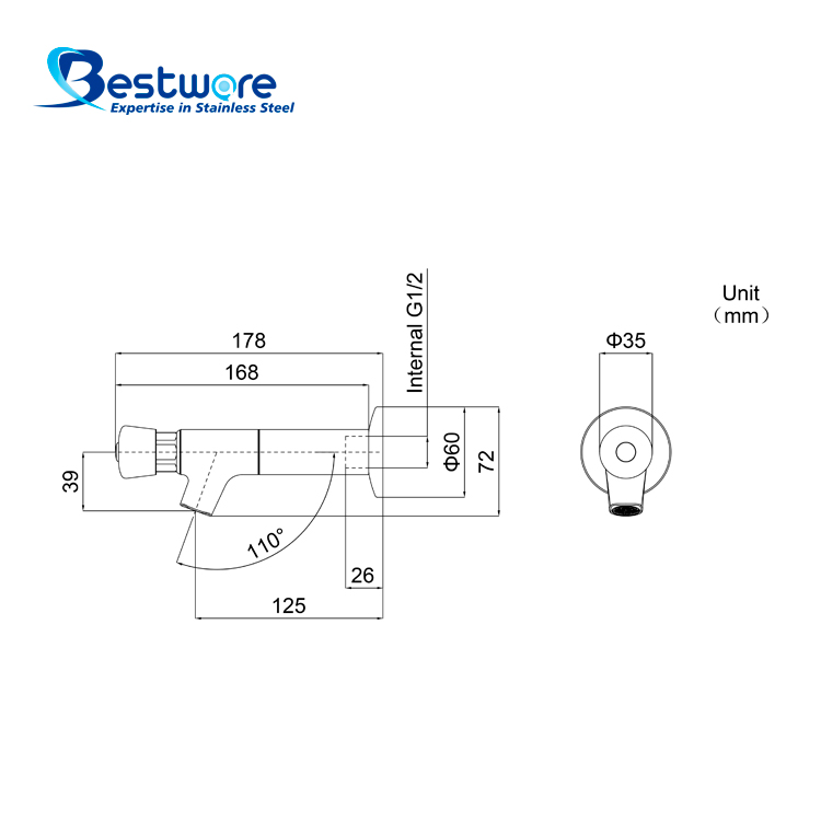 Stainless Steel Metering Faucet - Wall Mount