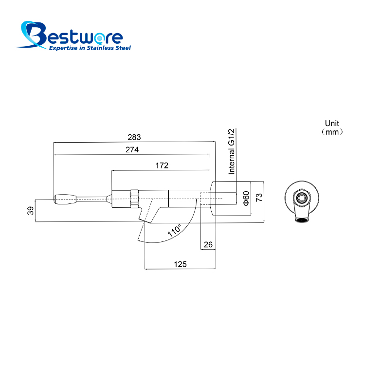 Stainless Steel Metering Faucet - Wall Mount