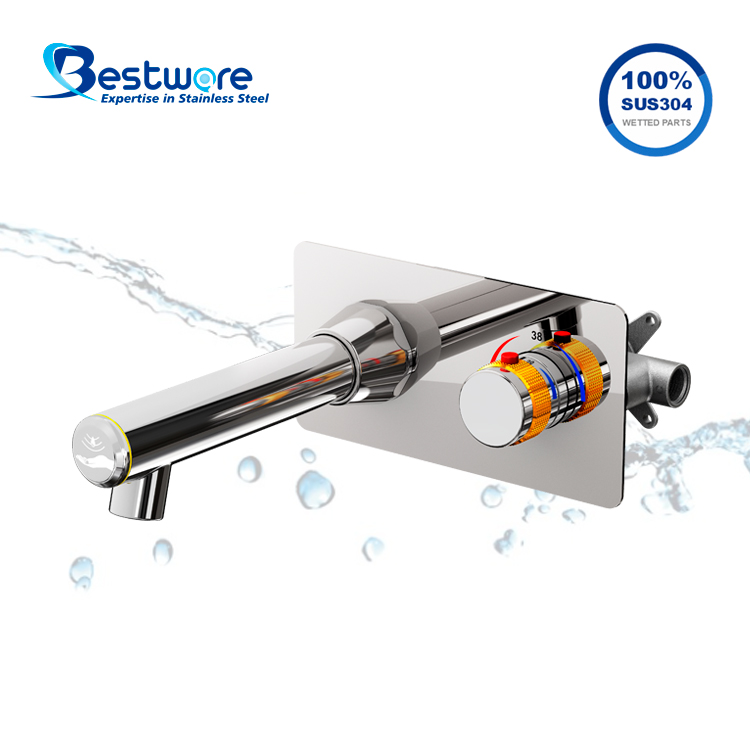 Stainless Steel Manual Temperature Control Single-function Sensor Faucet - Wall Mount