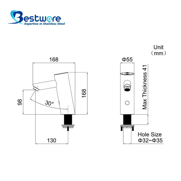 Stainless Steel Intelligent Temperature Control Sensor Faucet - Deck Mount