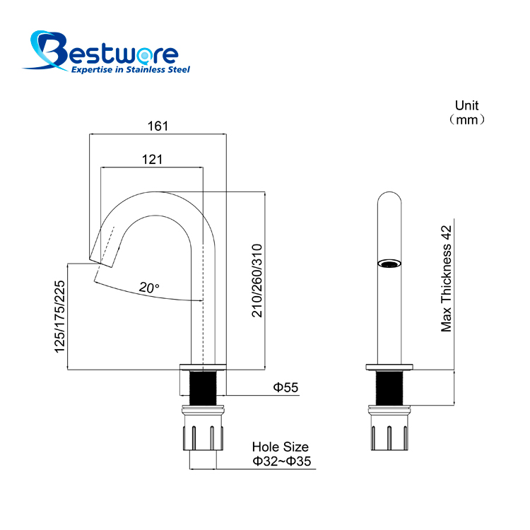 Stainless Steel Single Cold Single-function Sensor Faucet - Deck Mount