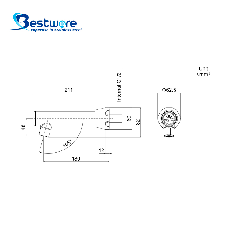 Stainless Steel Single Cold Single-function Sensor Faucet - Wall Mount