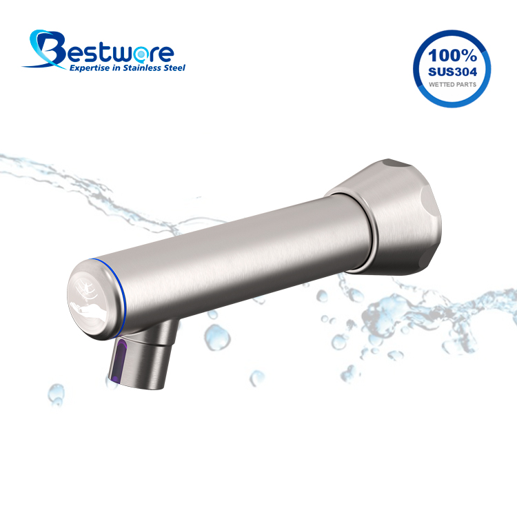 Stainless Steel Single Cold Single-function Sensor Faucet - Wall Mount