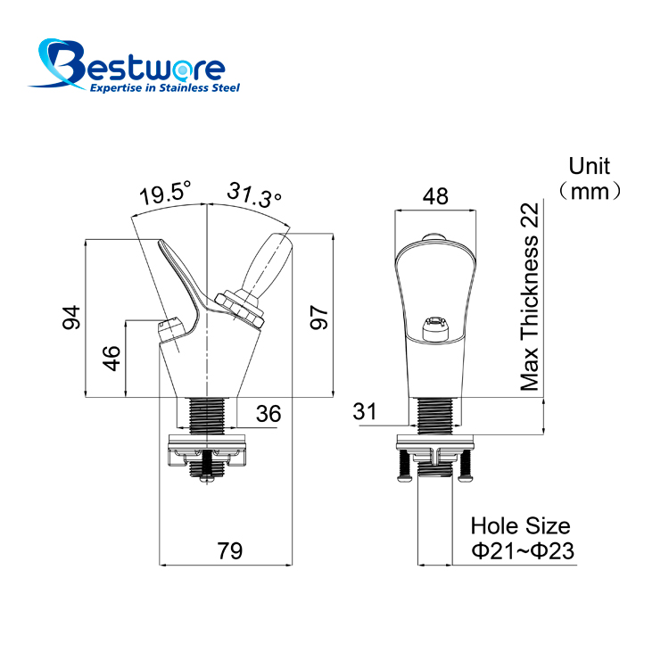 Manual Style Food-grade Stainless Steel Drinking Bubbler Tap - Deck Mount