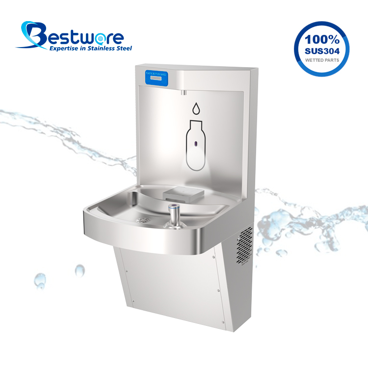 Dual-function Food-grade Stainless Steel Drinking Fountain - Wall Mount