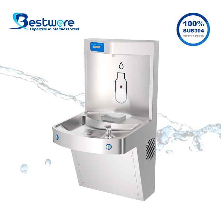 Dual-function Food-grade Stainless Steel Drinking Fountain - Wall Mount