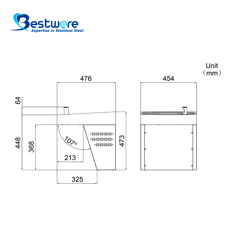 Single-function Sensor Style Food-grade Stainless Steel Drinking Fountain - Wall Mount
