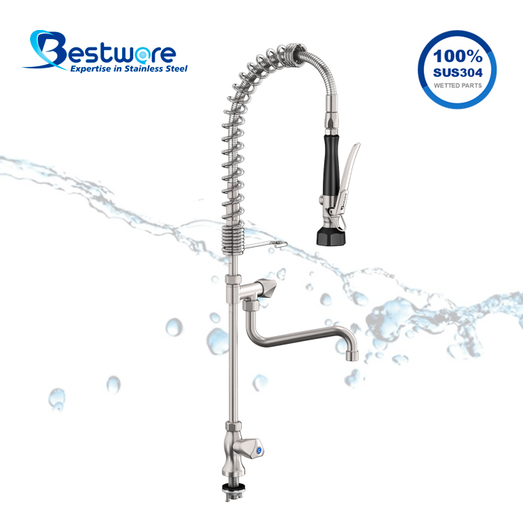 European Mini Style High-grade Stainless Steel Single Cold Pre Rinse Faucet - Single Hole Deck Mount