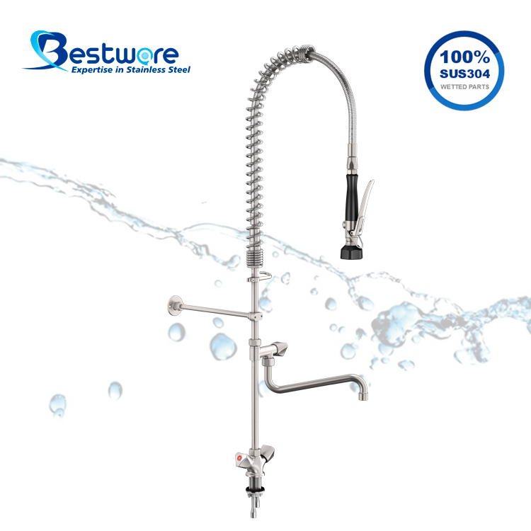 European Standard Style High-grade Stainless Steel Hot and Cold Pre Rinse Faucet - Single Hole Deck Mount
