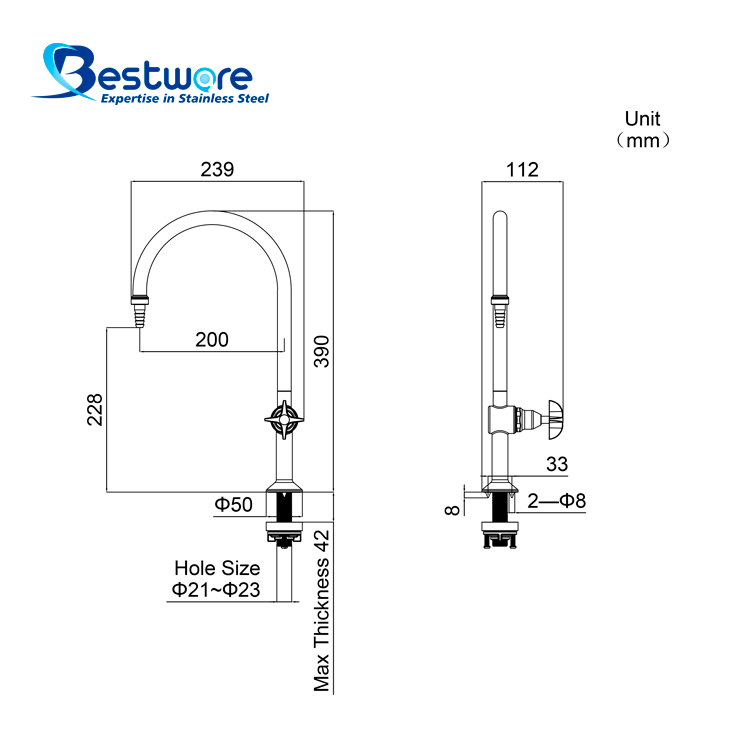 Stainless Steel Single-spout Lab Sink Faucet - Deck Mount